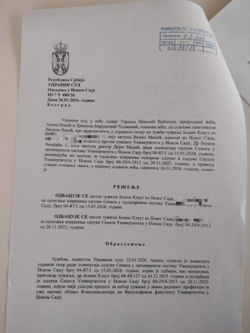 Kleut je definitivno izbačena sa fakulteta! Senat je odlučio, sud potvrdio - nema osnova da se ospori odluka, kriterijumi važe za sve!