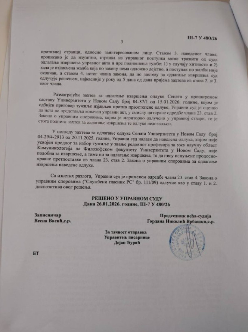 Kleut je definitivno izbačena sa fakulteta! Senat je odlučio, sud potvrdio - nema osnova da se ospori odluka, kriterijumi važe za sve!