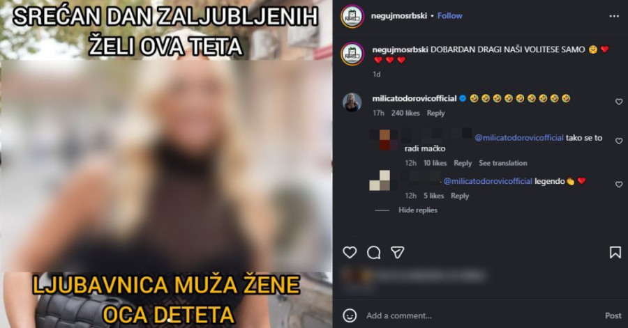 "Ova teta, ljubavnica muža žene oca deteta..." Hit reakcija Milice Todorović na šalu na njen račun! (FOTO)