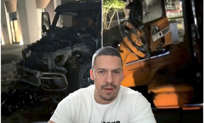 Baka Prase se javno obratio reketašima: Objavio fotke pored ugljenisanog džipa od 500.000 evra!