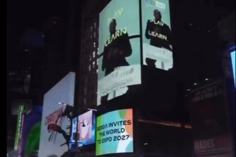 EXPO na Tajms skveru: Jusein Bolt poziva ceo svet u Beograd (VIDEO)