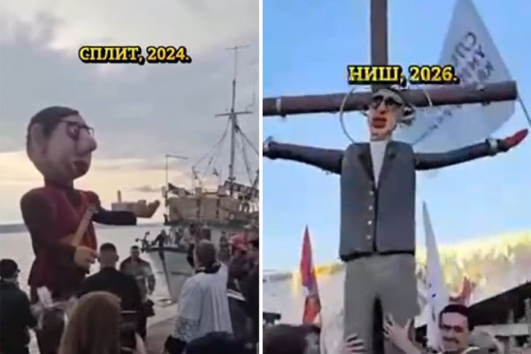 Razapeli lutku Vučića u Nišu: Hrvatski scenario stigao na srpski trg