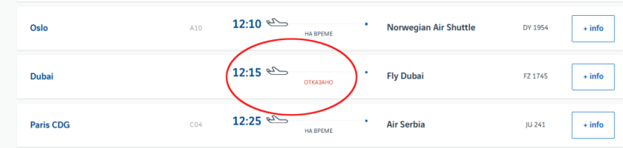 Letovi iz Dubaija za Beograd otkazani!