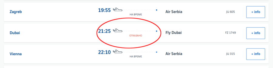 Letovi iz Dubaija za Beograd otkazani!