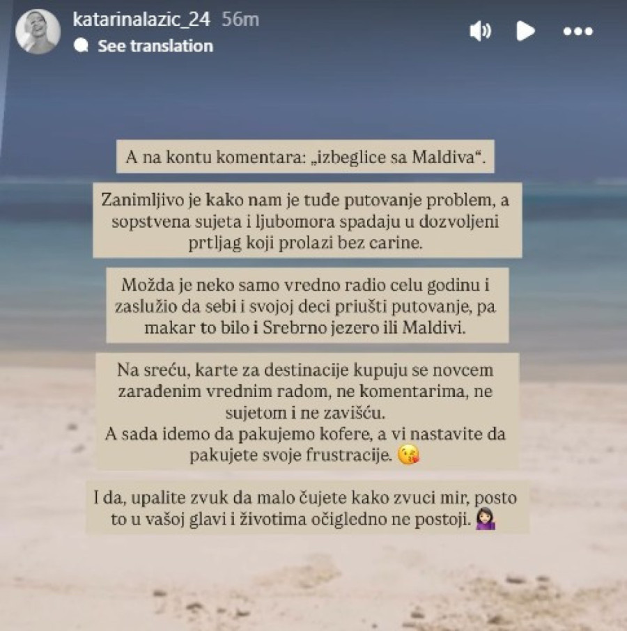 "Izbeglice sa Maldiva - živa nisam dok taj beogradski korpus ne sleti!" Kaća Lazić odgovorila influenserki!