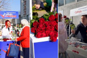 SNS ovako obradovao Beograđanke: Izašli na ulice da čestitaju Osmi mart, Siniša Mali dame darivao ružama (FOTO/VIDEO)