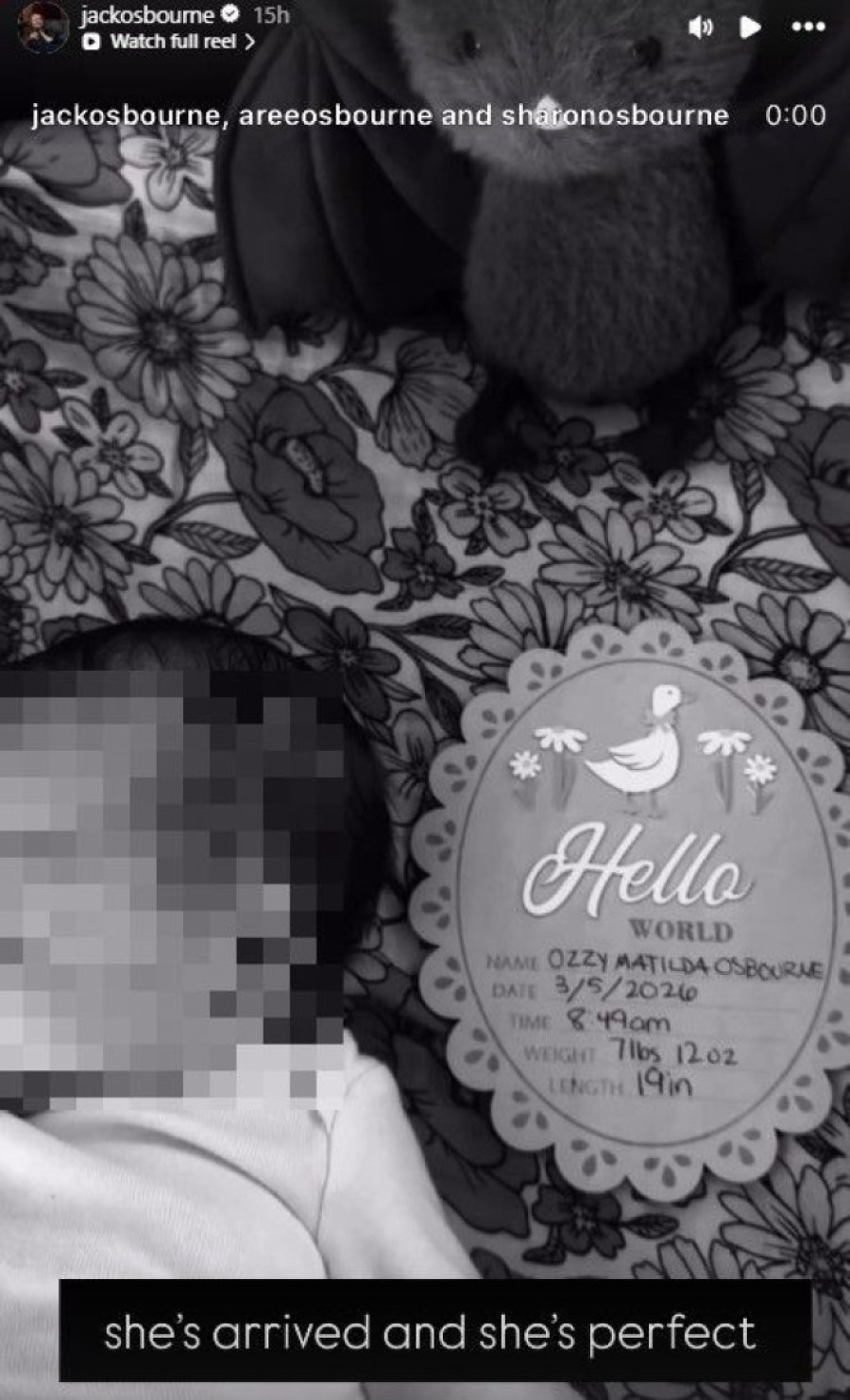 Džek Ozborn peti put postao tata! Ćerka je dobila ime po pokojnom dedi (FOTO)