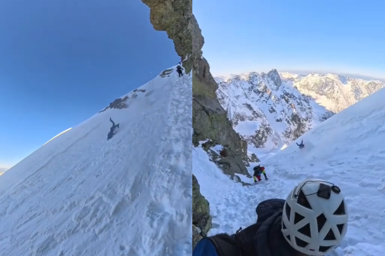 Dramatičan pad planinara ostavlja bez daha: Skotrljao se niz zaleđenu padinu, svi se pitaju kako je ovo preživeo (VIDEO)