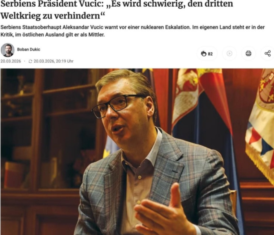 Vučić za "Berliner Cajtung": Možda je Treći svetski rat već počeo!