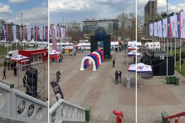 Sve spremno za spektakularan miting SNS-a: Pogledajte kako izgleda prostor ispred Arene (FOTO/VIDEO)
