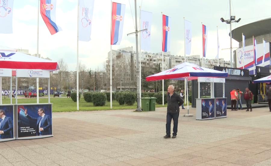 Sve spremno za spektakularan miting SNS-a: Pogledajte kako izgleda prostor ispred Arene (FOTO/VIDEO)