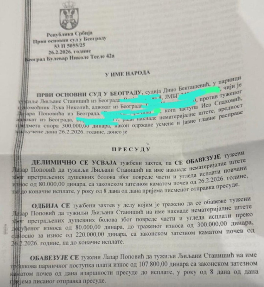 Blokader mora da "odreši kesu" za uvrede i blaćenje: Popović izgubio spor protiv novinarke