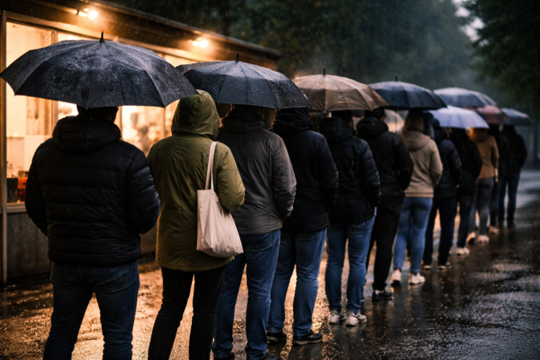 Kiša pada, a Srbi složni: Svi gledaju u red ispred ovog mesta i ne veruju! (FOTO)