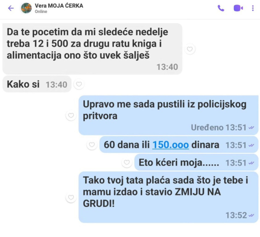 "Upravo su me pustili iz pritvora" Krstijana Golubovića kontaktirala ćerka: Plaćam što sam izdao tebe i mamu!