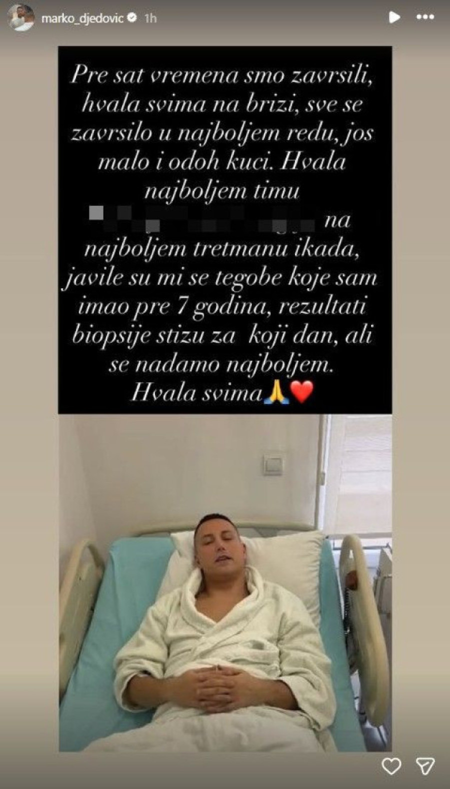 "Javile su mi se tegobe koje sam imao pre sedam godina..." Đedović se oglasio iz bolničke postelje! (FOTO)