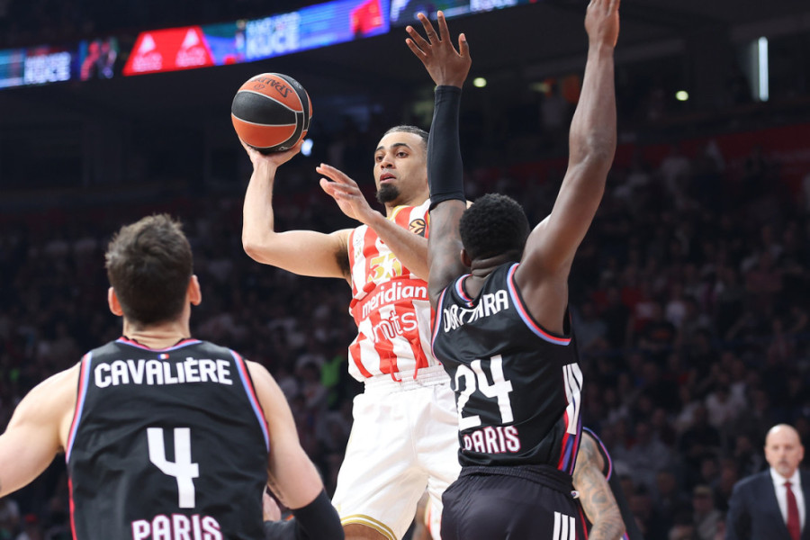 Zvezdina velika pobeda: Dobrić kapitenski, sa 5 trojki trasirao put ka trijumfu, uz Čimin 21 poen i Kodijev dabl-dabl (FOTO)