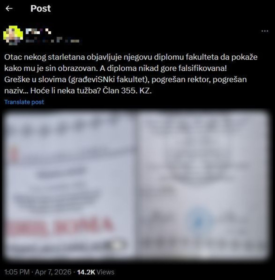 Asminova diploma o završenom fakultetu je falsifikat? Profesor raskrinkao zadrugara i njegovog oca! (FOTO)