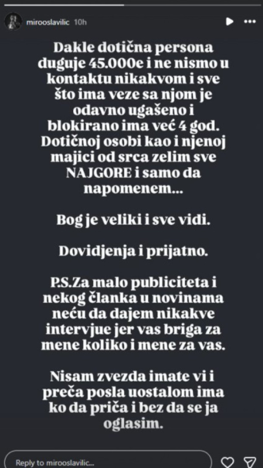 "Duguje mi 45.000 evra!" Miroslav Ilić o vezi sa Sandrom Rešić i njenom majkom