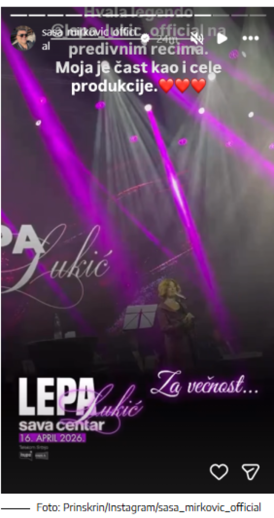 „Hvala legendo na lepim rečima“ Saša Mirković se zahvalio Lepoj Lukić, pa poručio: „Moja je čast kao i cele produkcije“