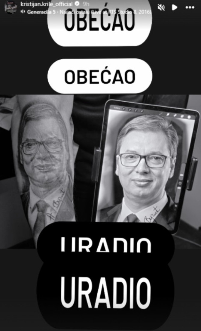 Kristijan Golubović istetovirao portret Aleksandra Vučića: "Ispunio sam obećanje" (FOTO)