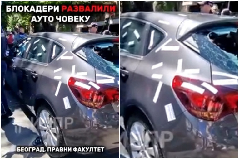 Samo ih nasilje zanima: Blokaderi razvalili auto čoveku kod Pravnog, prvo ga okupirali a onda unakazili! (VIDEO)