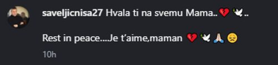"Hvala ti na svemu, počivaj u miru..." Preminula majka Niše Saveljića (FOTO)