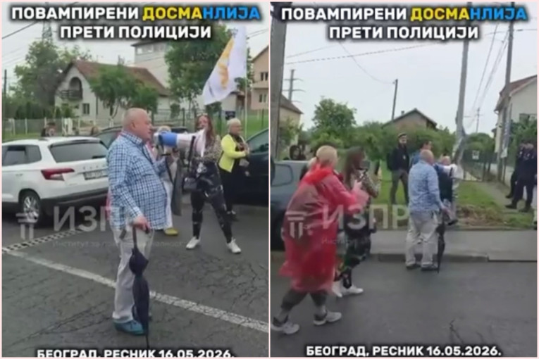 Srđan Milivojević pretio policiji! Povampireni DOSmanlija sa megafonom opet glumio budalu (VIDEO)