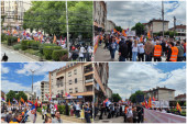 Veliki skup podrške predsedniku Vučiću u Kumanovu: Vijore se srpske trobojke i makedonske zastave, pristiže sve više ljudi (FOTO/VIDEO)