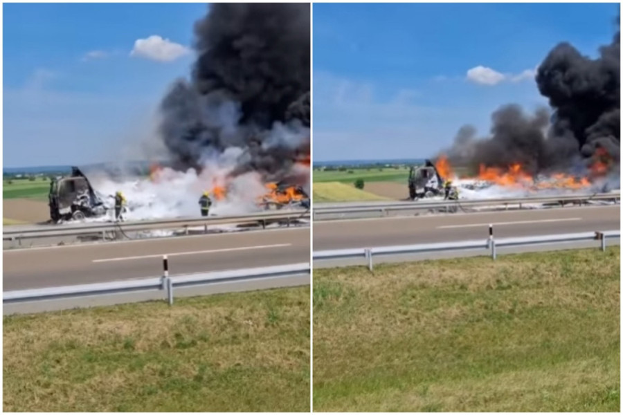Haos na autoputu ka Beogradu! Auto prevrnut nasred puta, delovi vozila rasuti svuda