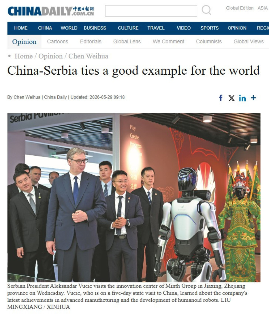 Kineski mediji fascinirani Vučićem: Odnosi Beograda i Pekinga primer za ostatak sveta