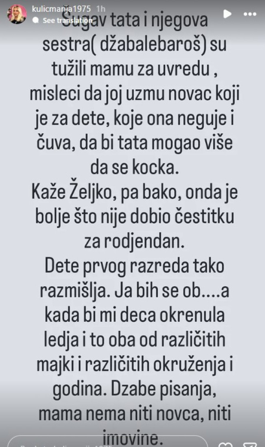 Ivan Marinković tužio Miljanu Kulić: "Tata hoće više da kocka!"