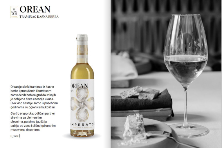 Kruna fruškogorskog teroara: Organsko slatko vino Orean vinarije Imperator osvojilo Balkan i Hrvatsku
