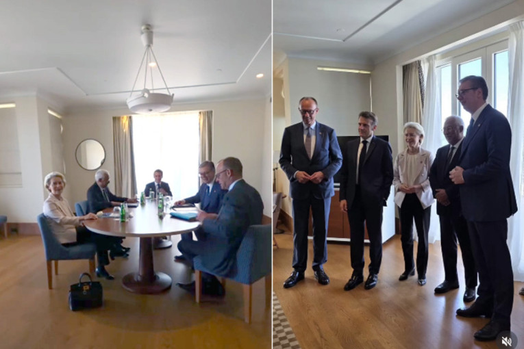 Vučić na zajedničkom sastanku sa Fon der Lajen, Koštom, Makronom i Mercom u Tivtu (VIDEO)