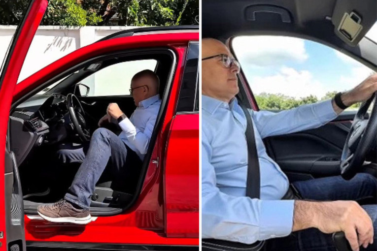 Lider SNS Vučević seo za volan, pa pravac Topola: Milina je putovati (VIDEO)