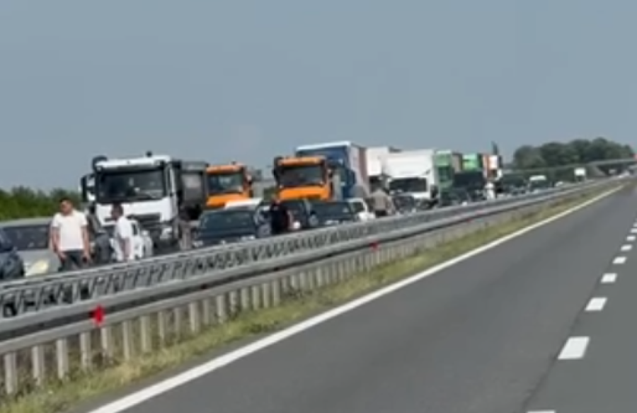 Zapalio se šleper kod Šimanovaca: Od gustog dima se ne vidi ništa, saobraćaj obustavljen! (VIDEO)