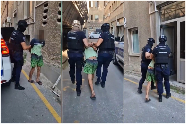 Objavljen snimak hapšenja: Osumnjičeni za bombaški napad na Novom Beogradu sa lisicama sprovedeni u MUP! (VIDEO)