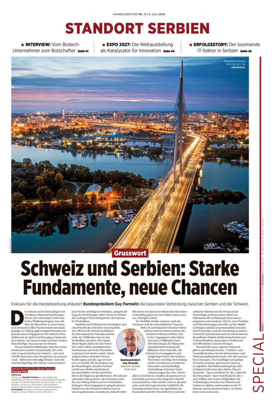 Švajcarski poslovni gigant posvetio 12 strana Srbiji: Handelszeitung predstavio našu zemlju kao investicionu destinaciju budućnosti
