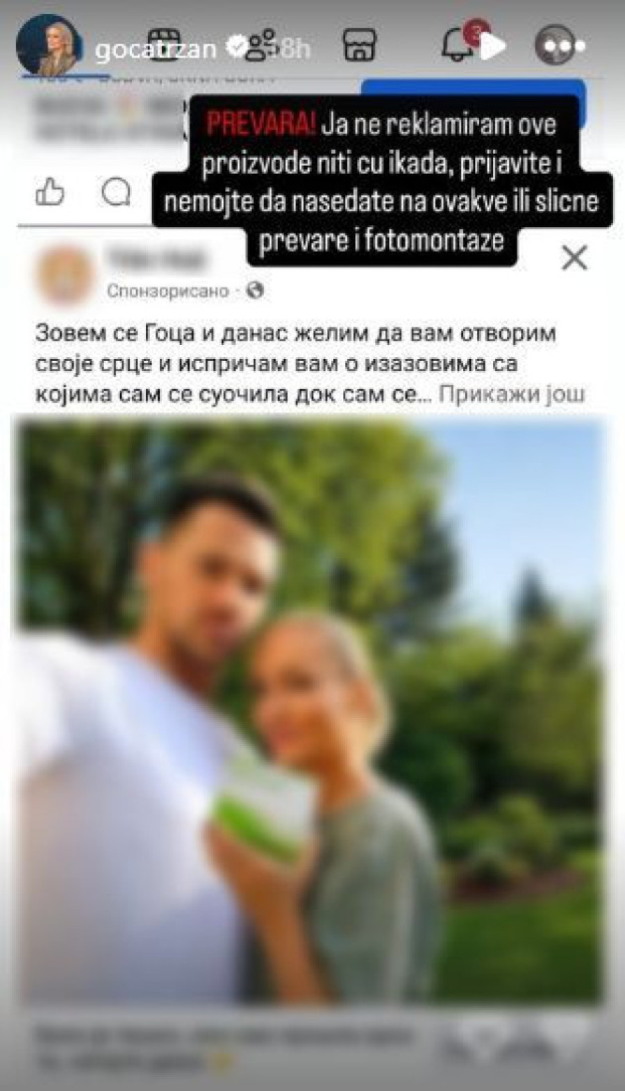 "Prijavite i ne nasedajte!" Goca Tržan postala žrtva internet prevare (FOTO)