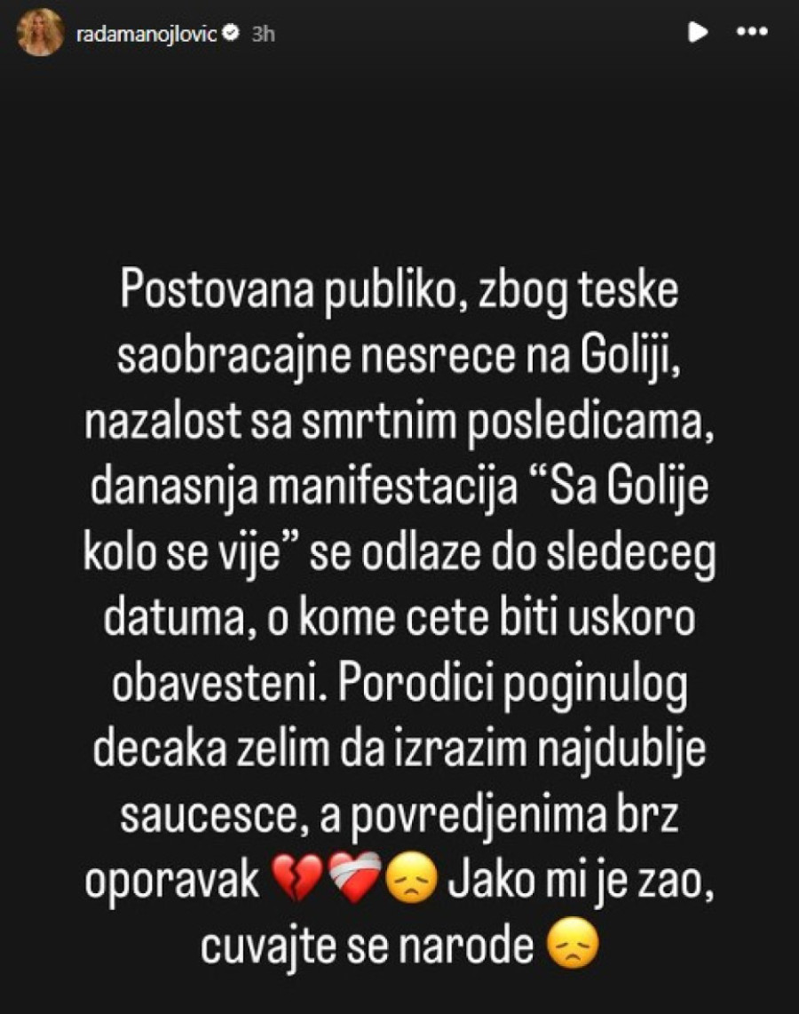 Radi Manojlović zbog tragedije otkazan nastup: Pevačica izjavila saučešće porodici poginulog dečaka