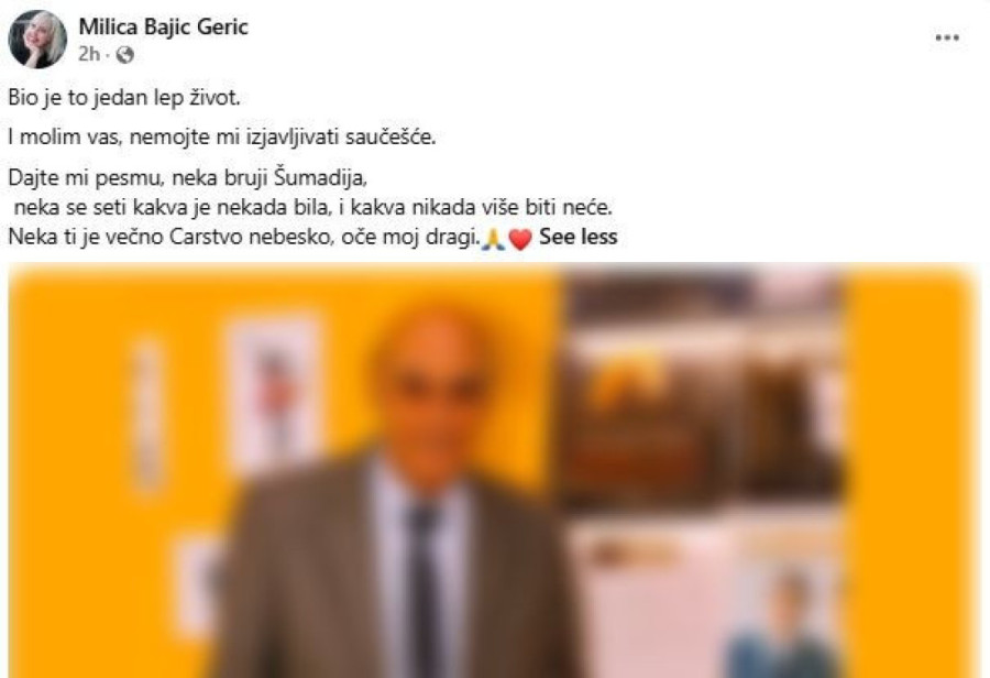 Oglasila se najstarija ćerka pokojnog Andrije Bajića: Molim vas, nemojte mi izjavljivati saučešće (FOTO)
