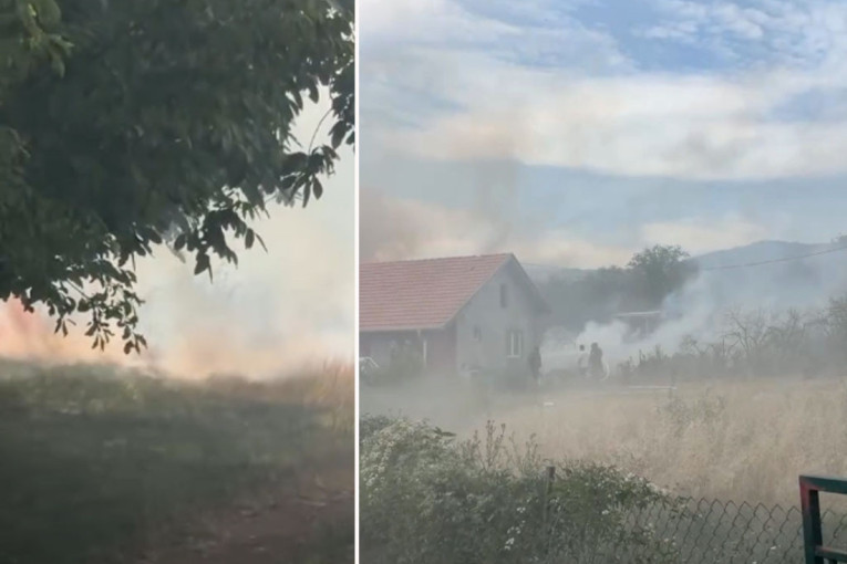 Požar kod Niša zapretio kućama: Jak vetar razbuktao vatru, oštećen porodični dom (VIDEO)