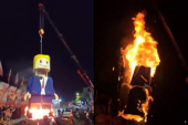 Bes na sahrani vrhovnog vođe: Ožalošćeni Iranci zapalili veliku Lego lutku Donalda Trampa (VIDEO)