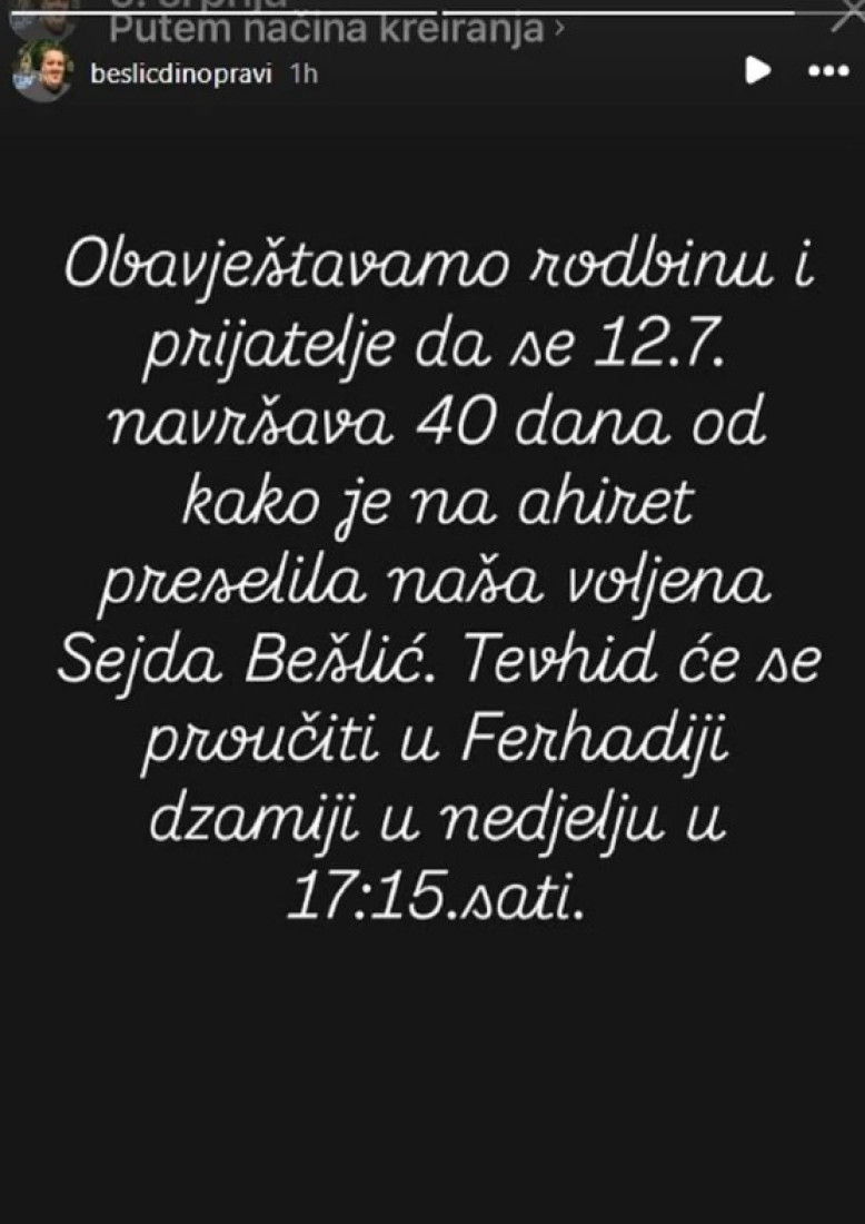 Teški dani za porodicu Bešlić: Dino objavio emotivnu poruku o majci Sejdi