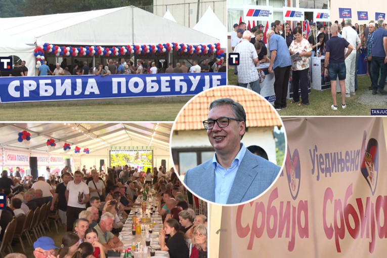 Vučić sa narodom u Jadranskoj Lešnici:  Da pobede pristojnu Srbiju ne mogu, ori se "Aco, Srbine"!