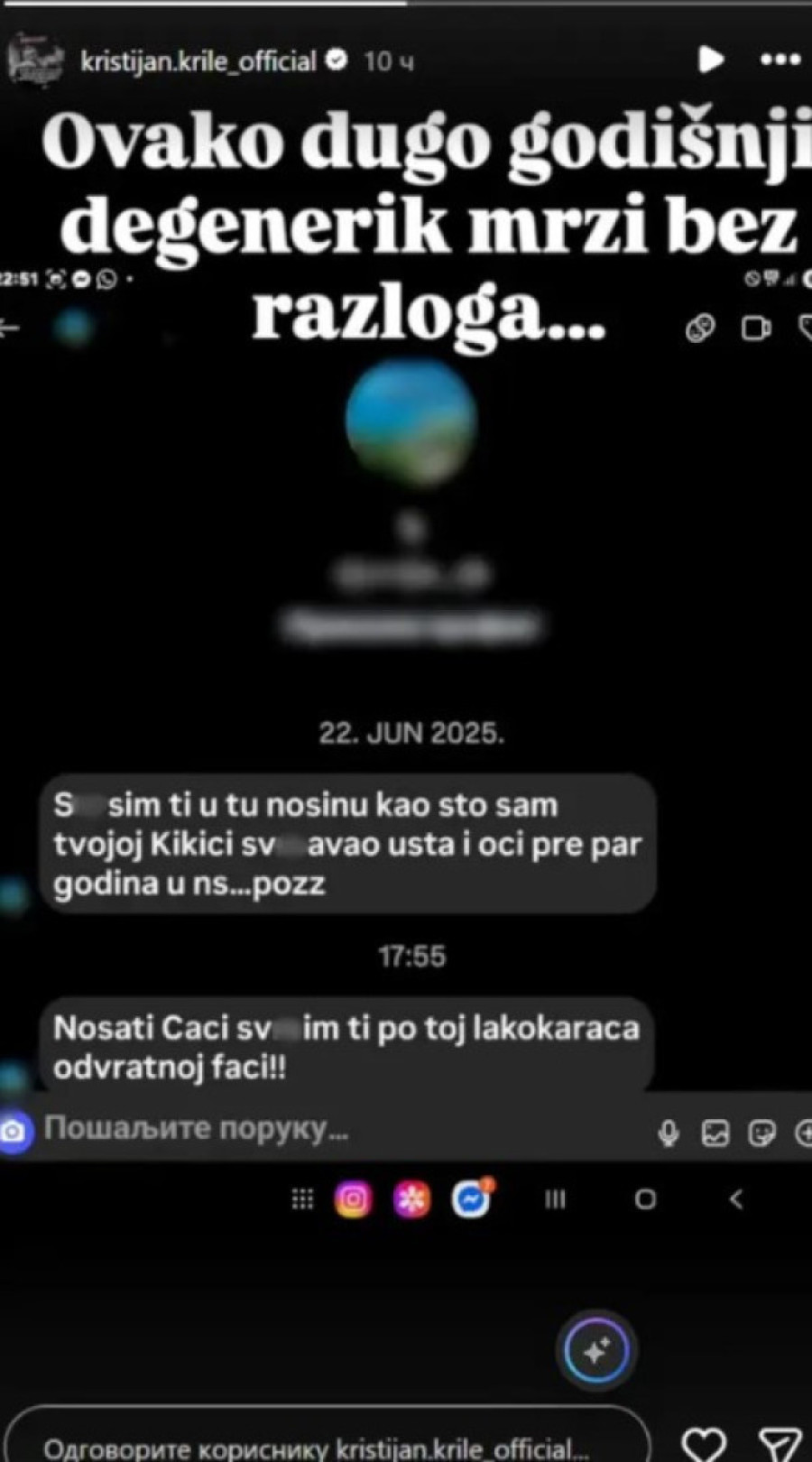 Kristijanu Goluboviću stigle jezive poruke: Prete mu, a u sve je umešana i Kristina! (FOTO)