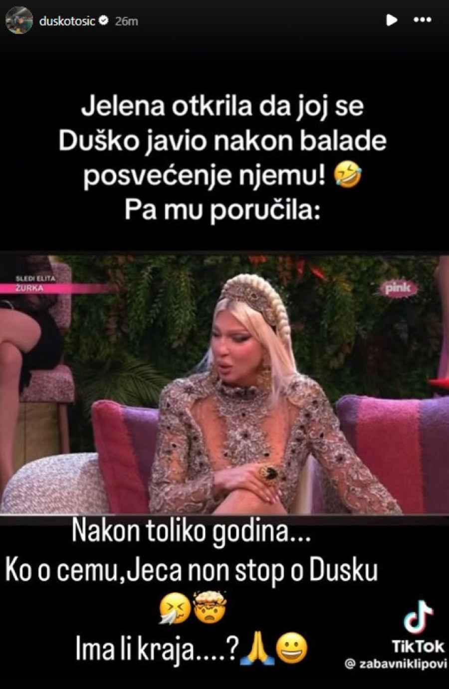 "Ko o čemu..." Tošić, nakon što je JK otkrila kakvu joj je poruku poslao kad je čuo pesmu "Sad je sve okej"!