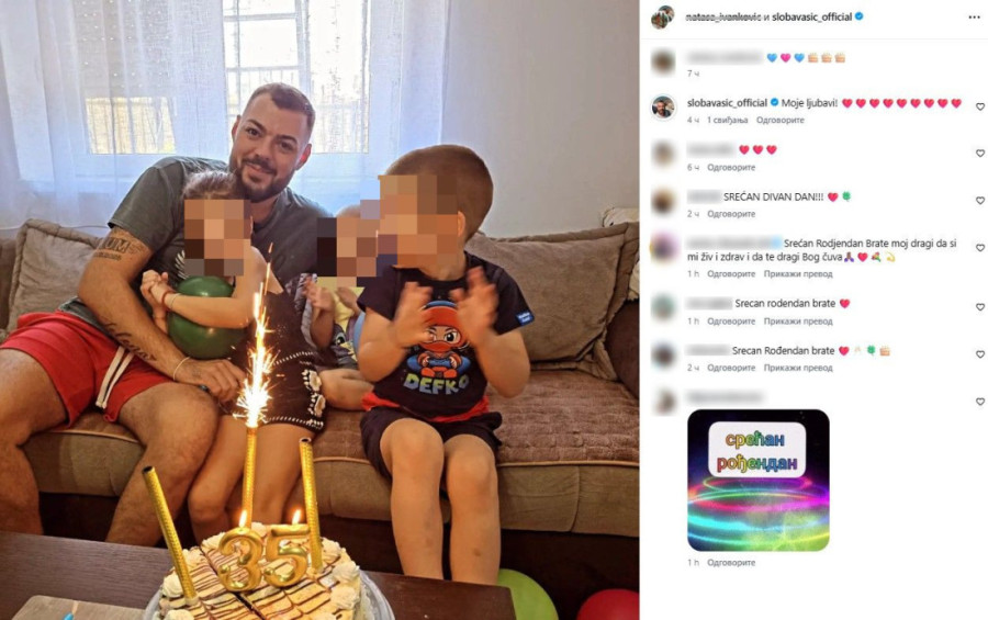 Sloba Vasić u zagrljaju ćerke Marije proslavio 35. rođendan: Tek da mu vidite tortu! (FOTO)