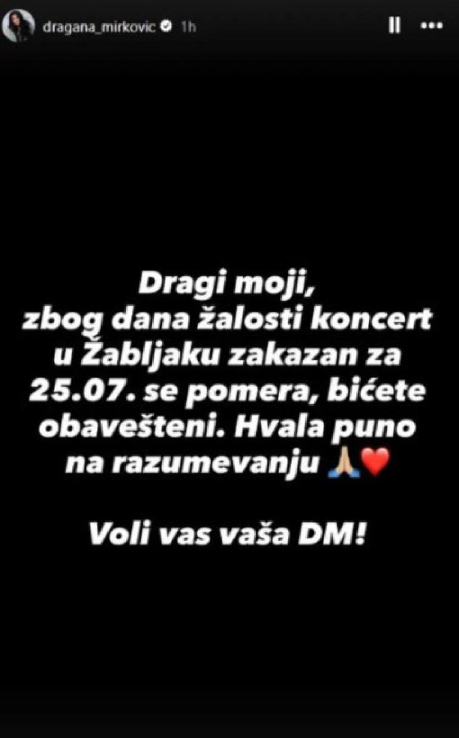 Dragana Mirković otkazala koncert u Crnoj Gori: Pevačica se hitno oglasila!