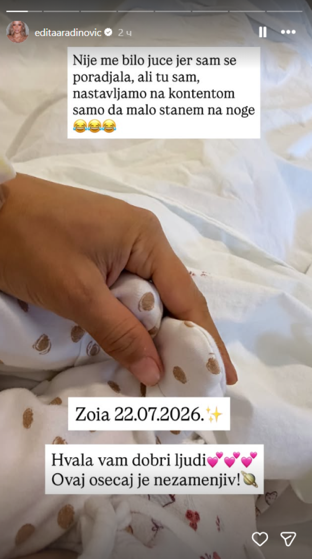 Edita Aradinović se oglasila nakon porođaja: Njena poruka je sve dirnula, a zatim je usledila lavina čestitki (GALERIJA)