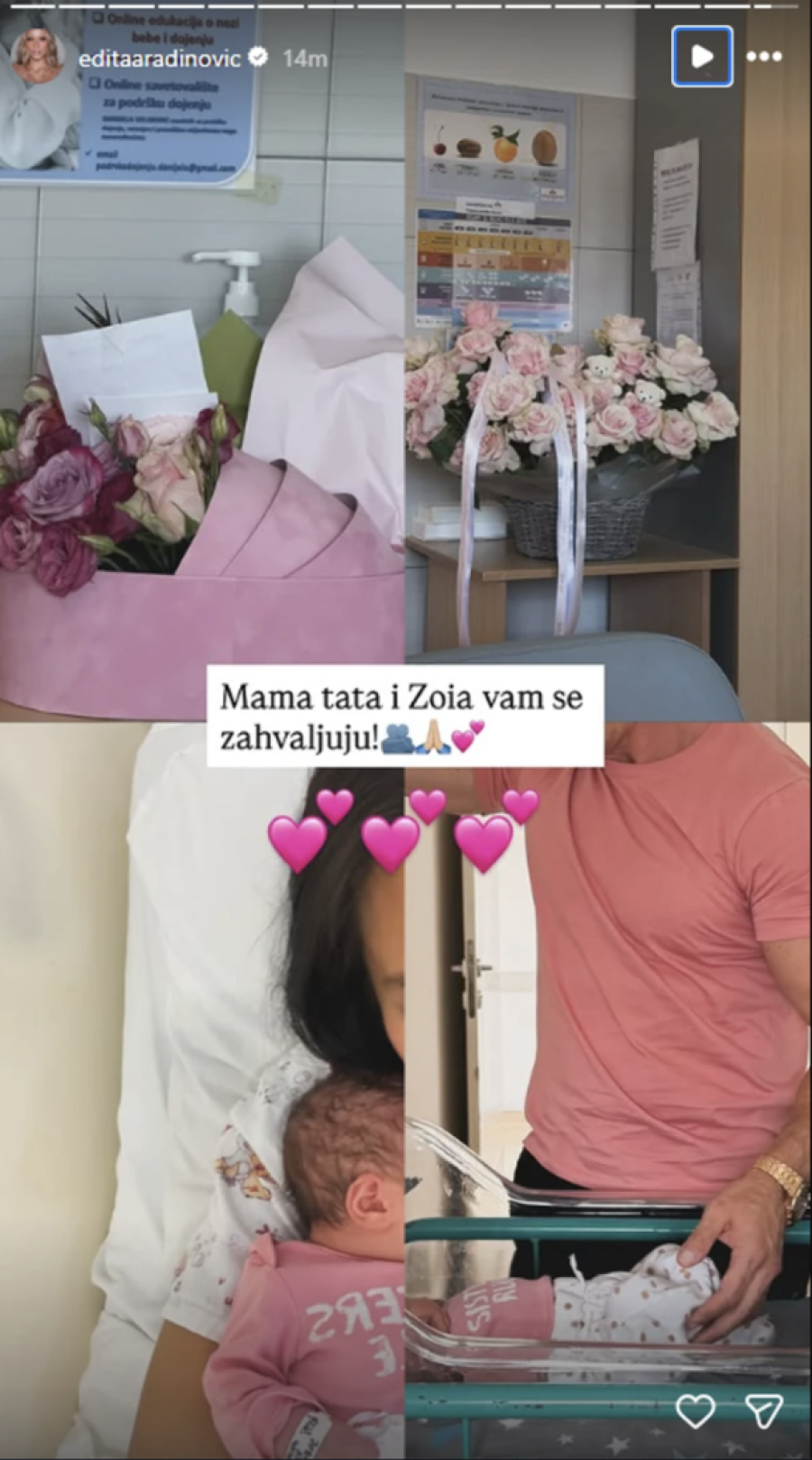 Otac njihove ćerkice posetio Editu u porodilištu: Pevačica podelila prvi zajednički trenutak (FOTO)